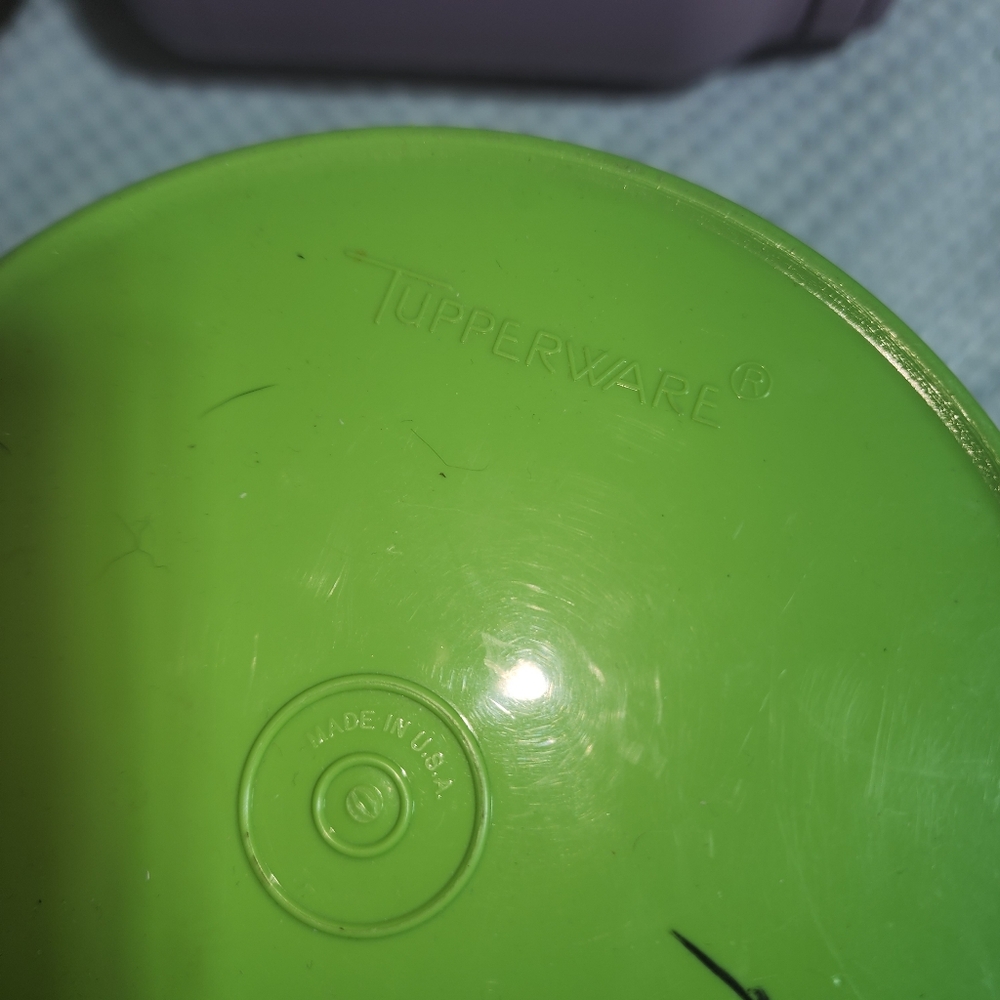VINTAGE TUPPERWARE EUC SET OF 2 SERVALIER CANISTER ORANGE GREEN - Picture 4 of 9